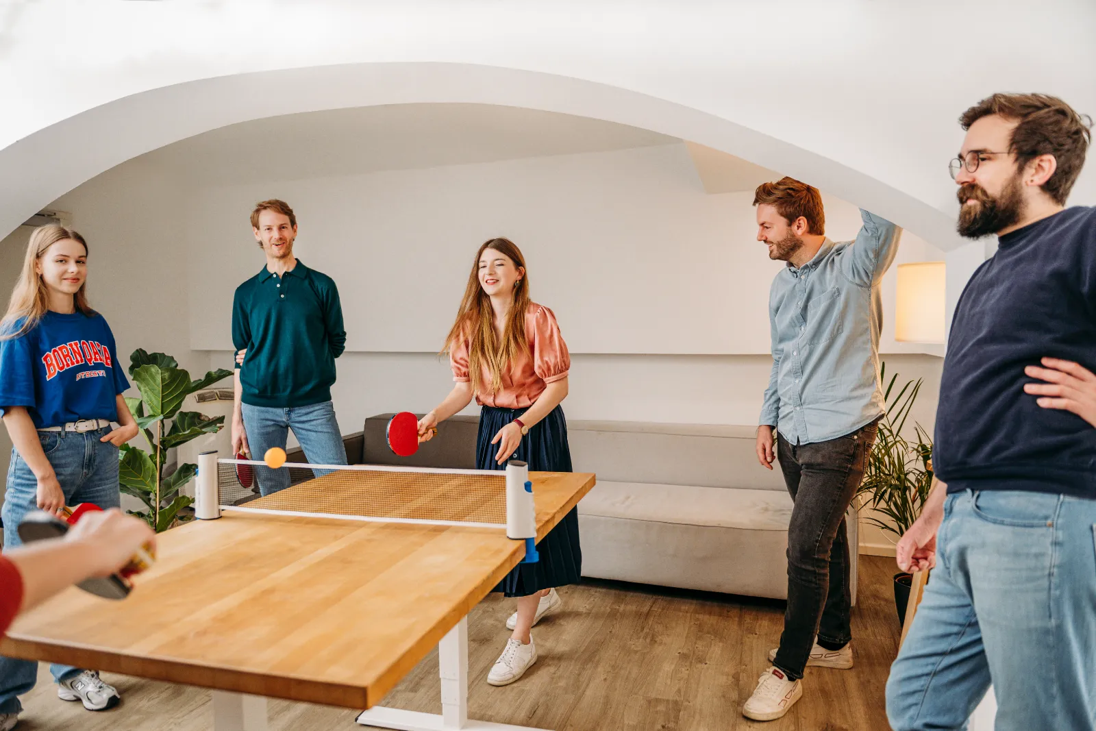 Team Coup plays table tennis